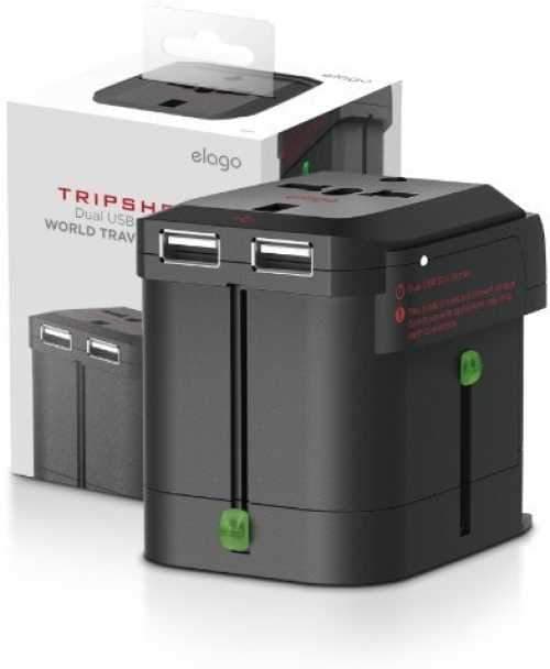 Elago Tripshell Universal Dual Usb Travel Adapter - Black