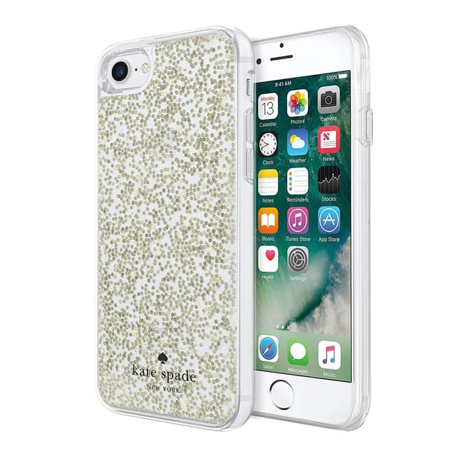 كفر ايفون 8/7 - رمادي KATE SPADE NEW YORK Protective Clear Glitter Case for iPhone 8/7 Gold Glitter