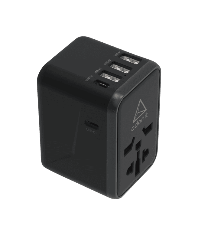 Adonit Universal Adapter 3a2c International Wall Charger Pd 61w 3 Usb A 2 Usb C Black