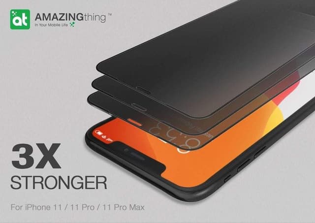 شاشة حماية AMAZINGTHING - AT IPHONE XI 6.1" 0.3M 2.5D PRIVACY F.COV GLASS - أسود