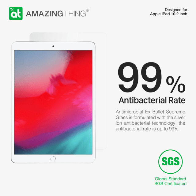 شاشة حماية AMAZINGTHING - AT IPAD 10.''2.5D F.COV.ANTI -BACTERIAL GLASS CRYSTAL