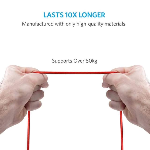 سلك أنكر باورلاين+ميكرو يو أس بي بطول 6 أقدام أحمر Anker PowerLine+ Micro USB Cable 6ft - Red