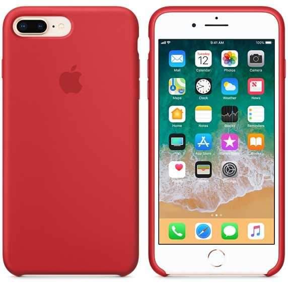 كفر جوال ايفون 8 بلس وايفون 7 بلس باللون الاحمر سيليكون من ابل Apple iPhone 8 Plus / 7 Plus Silicone Case Red - 174268