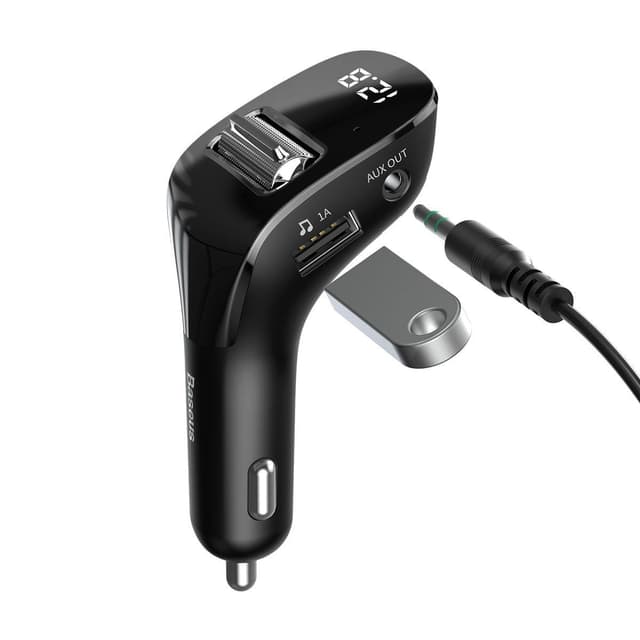 شاحن السيارة Baseus Streamer F40 AUX wireless MP3 car charger– أسود