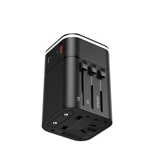 baseus removable 2in1 universal travel adapter pps quick charger edition 18w type c usb black