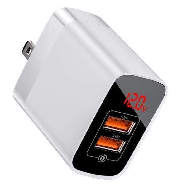 شاحن الحائط Baseus Mirror Lake Dual QC Digital Display quick Charger A+A UK ابيض