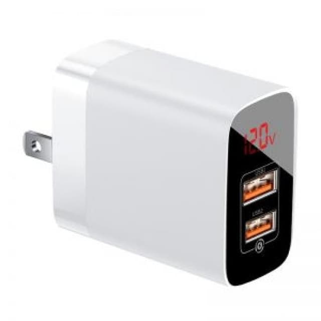شاحن الحائط Baseus Mirror Lake Dual QC Digital Display quick Charger A+A UK ابيض