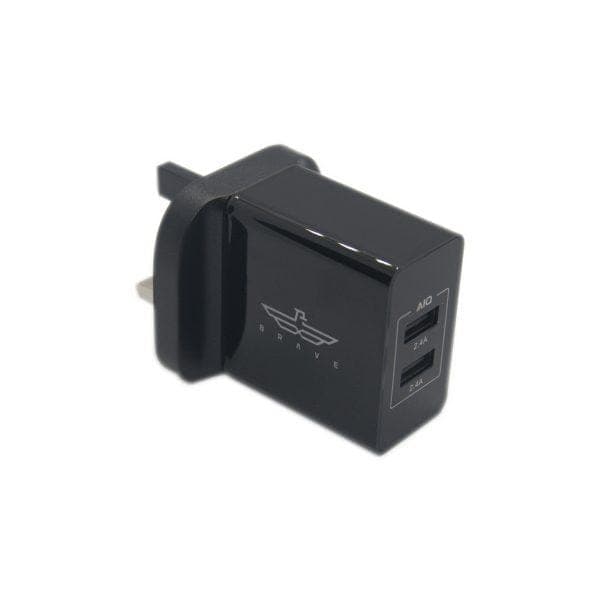 brave 2 port usb wall charger black