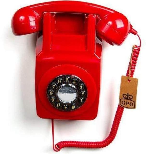 GPO Retro gpo 746 wall mounted push button 1970s style retro landline telephone red