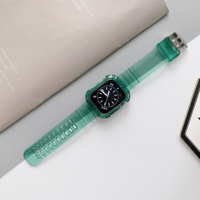 Green Lion Green Ultra Transparent TPU Watch Band with Case for Apple Watch