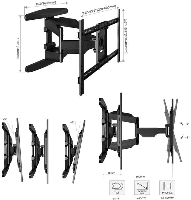 حامل تلفزيون جداري متحرك NB North Bayou Full Motion TV Wall Mount