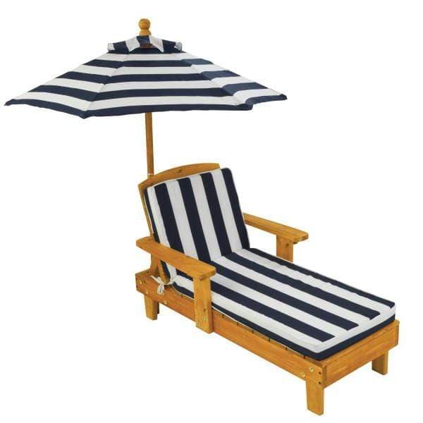 كرسي استرخاء مع مظلة KidKraft - Outdoor Chaise with Umbrella - كحلي / أبيض