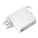 شاحن محمول مع باور بانك ومقبس Q.POWER WIRELESS PORTABLE PD CHARGER MOMAX - أبيض