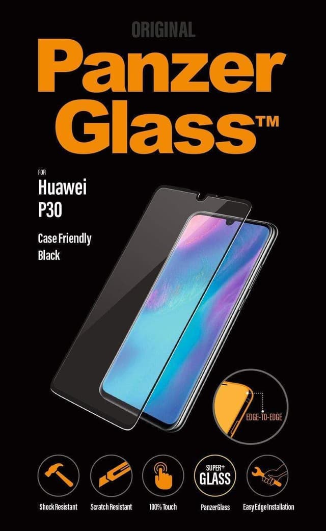 panzerglass tempered glass screen protector for huawei p30 black