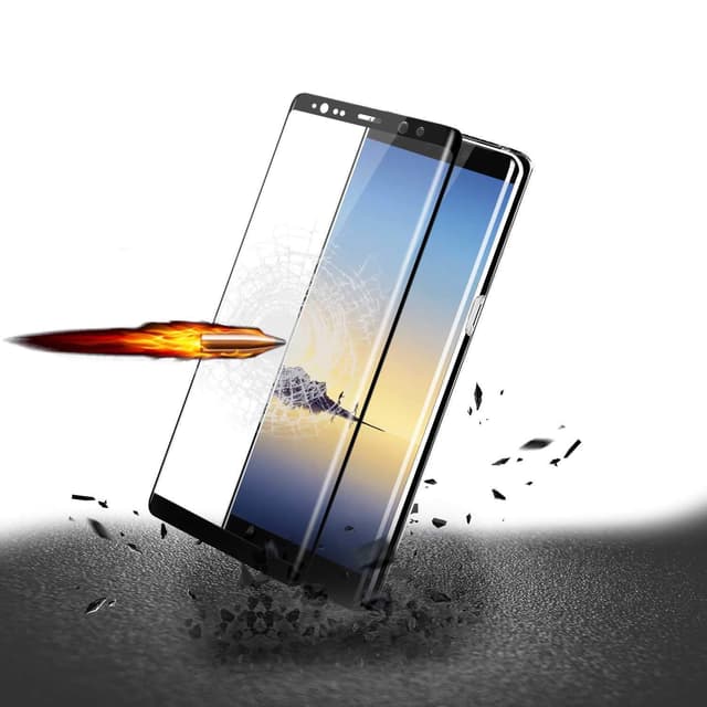 واقي شاشة زجاجي مقوى ثلاثي الأبعاد لهاتف جالاكسي نوت 8 أسود بورودو Porodo 3D Curved Tempered Glass Screen Protector for Galaxy Note 8
