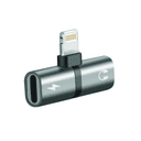 وصلة شاحن وسماعه ايفون بمنفذ لايتنينغ رمادي بروميت Promate Gray Lightning Port Audio Charging Adapter