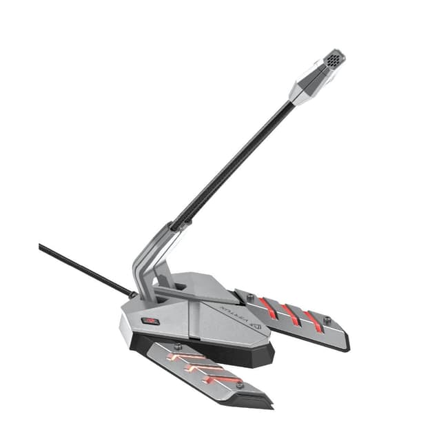 Vertux Streamer 3 USB Gaming Microphone. High-Intensity Flexible Neck Anti-Vibration Microphone with Multi-Colour LED-Backlit, 3.5mm Audio Port, Mute Button and Metallic Weight Stand
