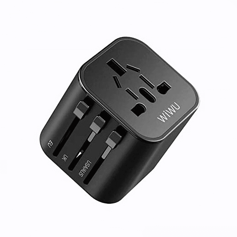 wiwu ua 101 travel mate universal plug adapter black
