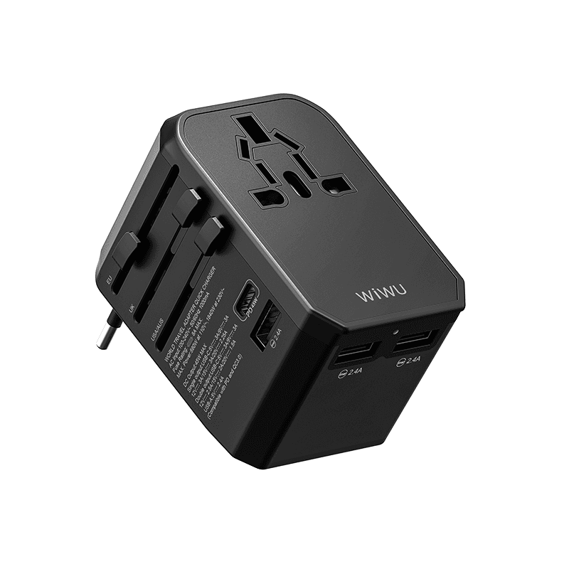 wiwu ua 304 4 in 1 universal plug adapter black