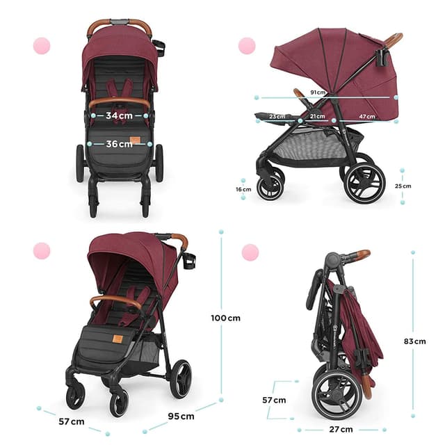 عربة لون خمري Kinderkraft GRANDE LX