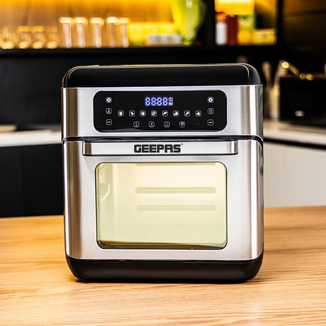 Geepas Compact Powerful 1500W 9 In 1 Air Fryer Oven with 10L Capacity & 9 Preset Functions GAF37518