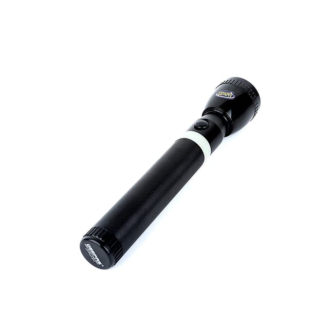 Geepas Rechargeable LED Flashlight 287mm- Hyper Bright White with 4-5 Hours Working & 2500mAh Battery - Ideal for Patrolling, Trekking, Emergency Power Cut