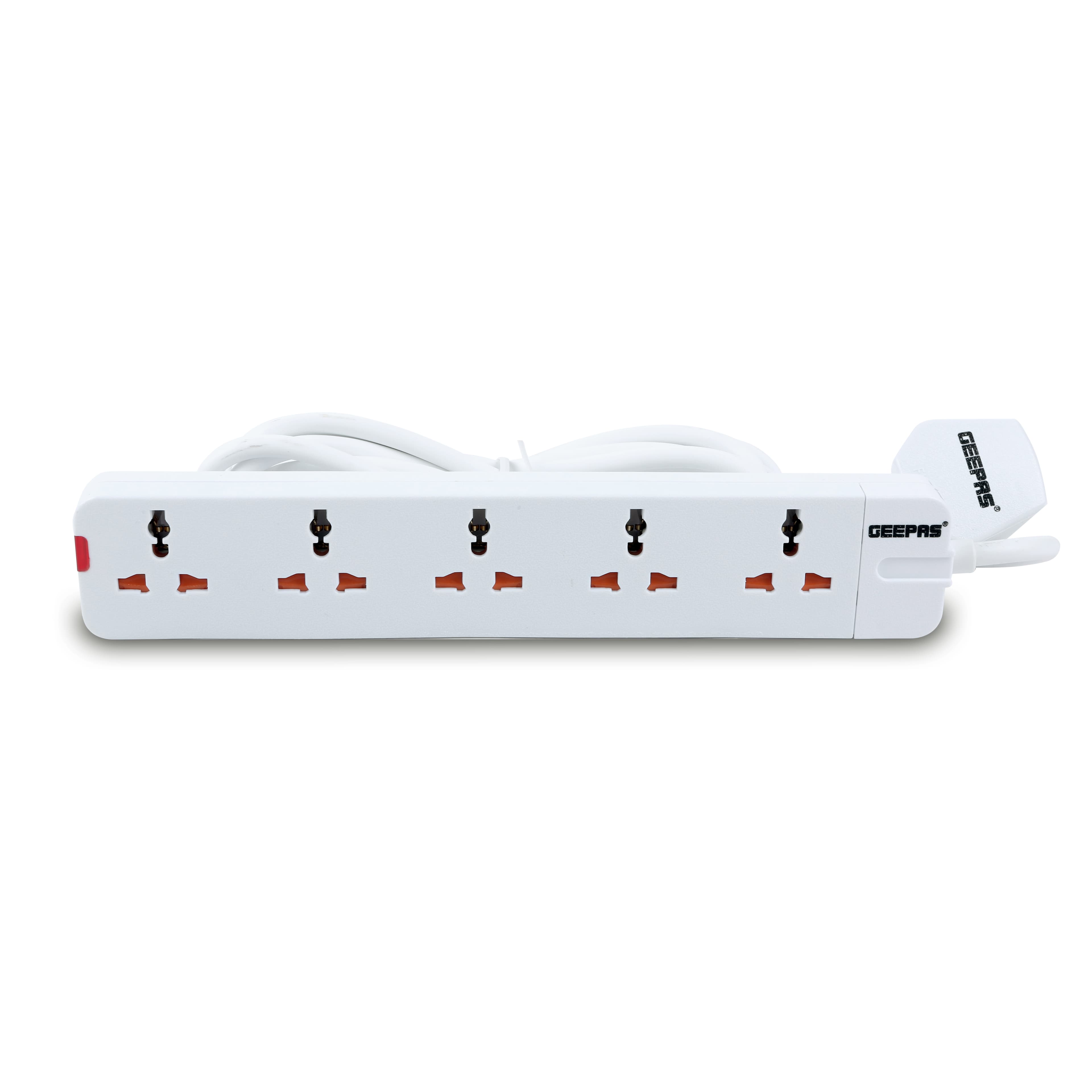 Geepas 5 Way Extension Socket 13A - Charge Mobile, Laptop, Washing Machine & More- Extra Long 3- meter Cord with Over Current Protected - 2 Years Warranty