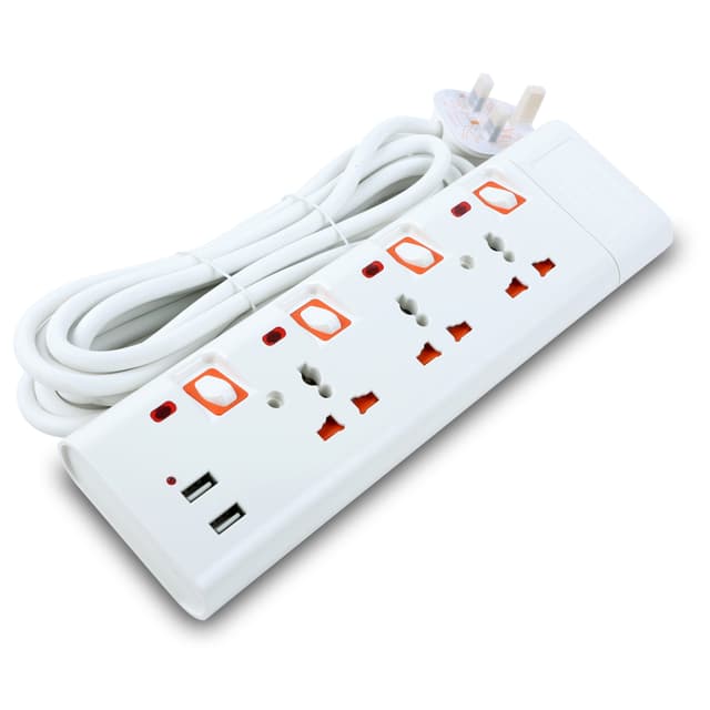 محول كهرباء Geepas 3 Way Extension Socket with 2 USB Port