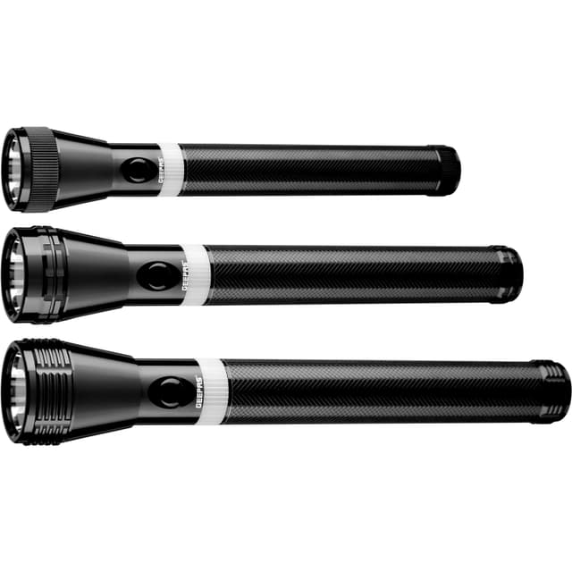 Geepas GFL4623 3Pcs Rechargeable Led Flashlight 265MM - Portable Aluminium Body with Optimized Electronics - 2 Hours Continuous Working - 2 Years Warranty