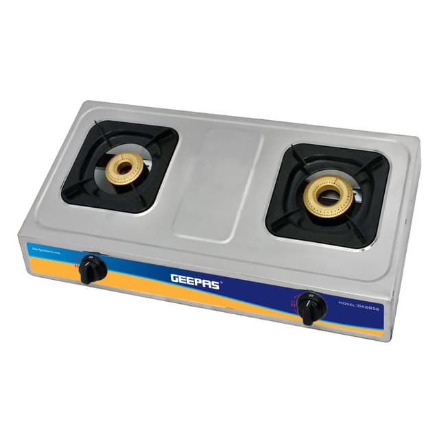 Geepas 2-Gas Burner Stove - Stainless Steel Stove Cooktop, Auto Ignition, Outdoor Grill, Camping Stoves- Ideal for Indoor & Outdoor Use