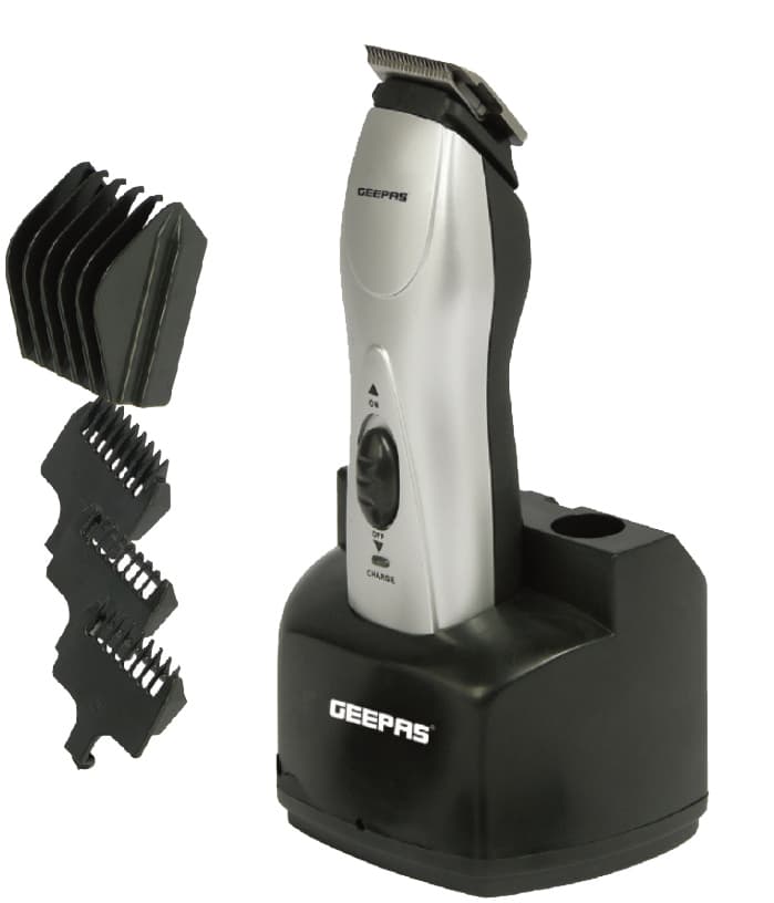 Geepas Gtr34n Rechargeable Trimmer 3w - Chromium Steel Blade Led Charge Indication | Cordless With 5 Combs & Charging Stand