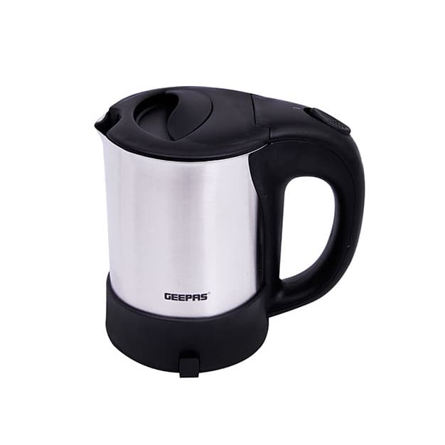 Geepas 0.5L Electric Kettle 1000W - Portable Design Stainless Steel Body - On/Off Indicator with Auto Cut Off - Fast Boil water, Milk, Coffee, Tea - 2 Year Warranty