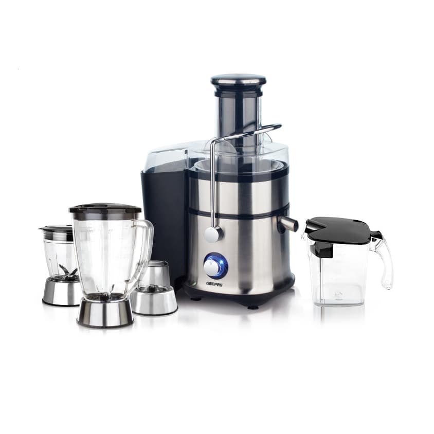 Geepas GSB5451 4-in-1 Juicer & Blender - Compact Electric Blender, Juicer, Chopper & Grinder - 2-Speed Pulse Function for Ice Crusher - 800W - 2 Years Warranty