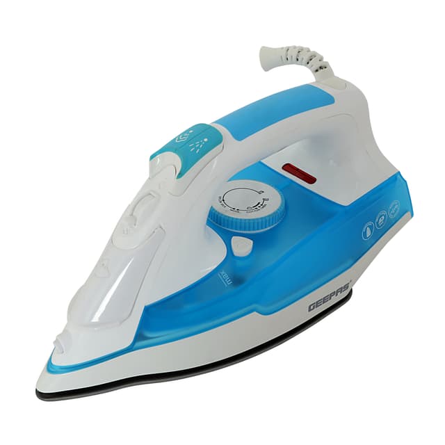 Geepas GSI7809 2400W Steam Iron - Variable Temperature Iron for Crisp Ironed Clothes with Non-Stick Soleplate & 240ml Tank - Steam Generator, Spray & Steam Function