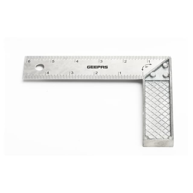 مسطرة زاوية جيباس 6 انش بزاوية 90 درجة من الفولاذ المقاوم للصدأ Geepas Try Square with Metal Handle 6" - 90  Angle Corner Ruler