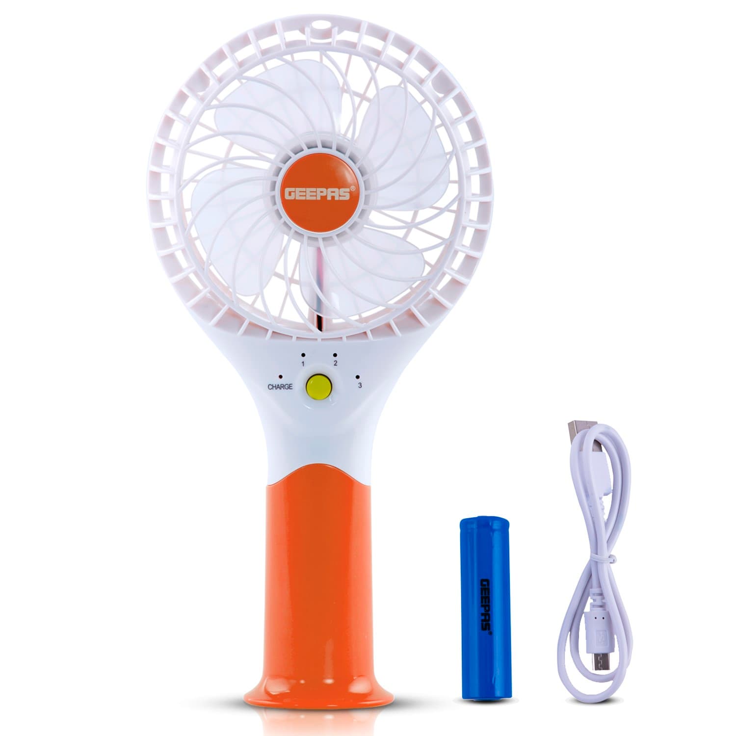Geepas GF9617 Rechargeable Mini Fan - Personal Portable Fan with 3 Speed Options - USB Travel Fan for Office, Home and Travel Use (5V USB)- 8 Hours Working