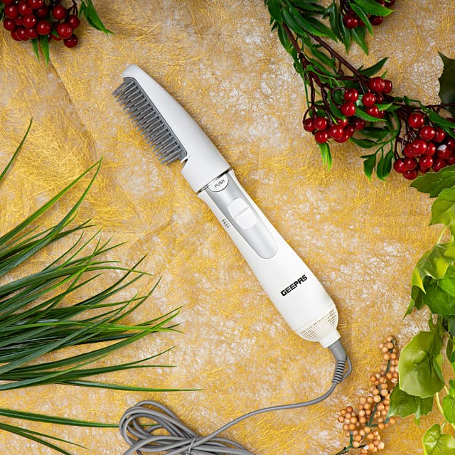 Geepas Hair Styler - Hot Air Brush with 2 Speeds Settings - Overheat Protection - Multi-Functional Salon Hair Styler, Curler & Comb - 2 Year Warranty