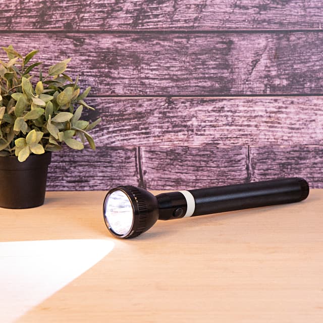 Geepas Rechargeable LED Flashlight 357MM - Portable Torch - Charge 1500 Times, 6 Hours Continuous Working with 330mAh Rechareable Battery