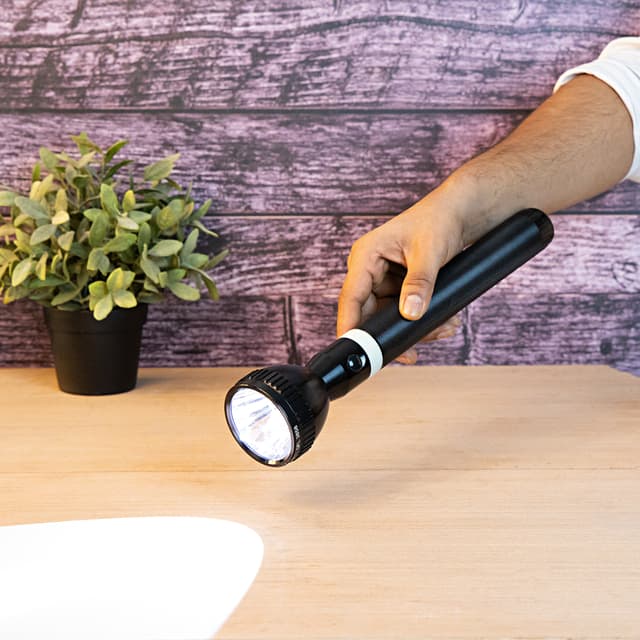 Geepas Rechargeable LED Flashlight 357MM - Portable Torch - Charge 1500 Times, 6 Hours Continuous Working with 330mAh Rechareable Battery