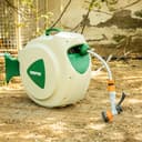 Geepas GWH59056 30M 1/2" Automatic Ready to Water Hose Reel with 180 Swivel Mounting Bracket, Lock Mechanism, Hose Fitting, Adjustable Hose Stop and More