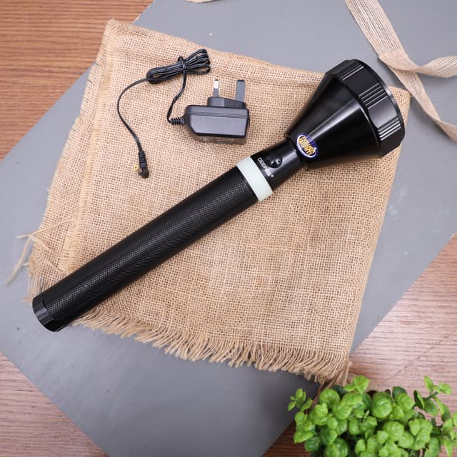 Geepas 2500mAh Rechargeable LED Flashlight - 2000 Meter Range Portable Design with 6 Hours Continuous Working -Pocket Flashlight for Camping Bicycle Hiking & More