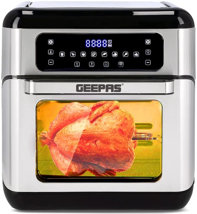 Geepas Compact Powerful 1500W 9 In 1 Air Fryer Oven with 10L Capacity & 9 Preset Functions GAF37518