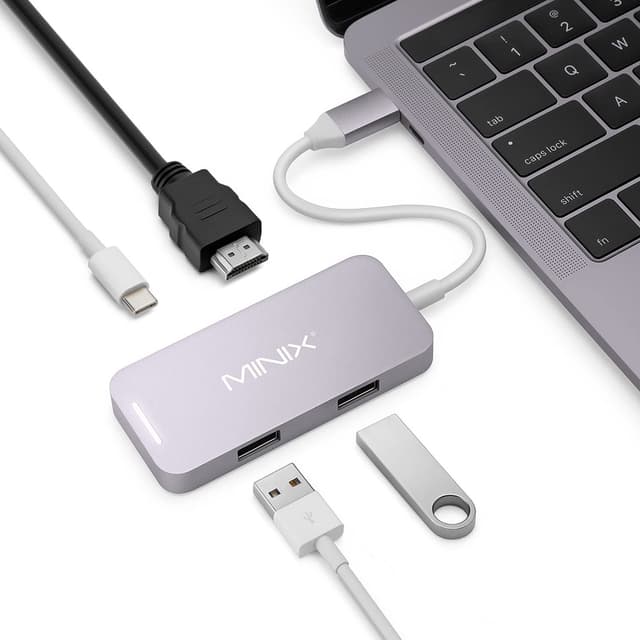 MINIX NEO C Mini, USB-C Multiport Adapter with HDMI [ Compatible with Apple MacBook and MacBook Pro ] - Grey - Grey