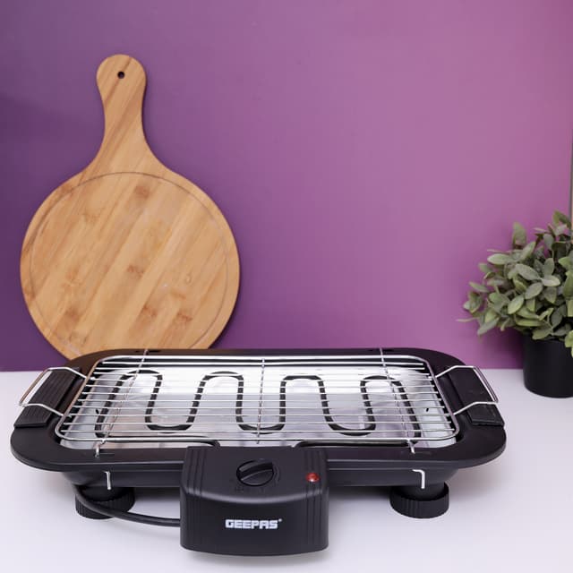 Geepas 2000W Electric Barbecue Grill - Table Grill, Auto-Thermostat Control with Overheat Protection - Space Saving, Detachable Heating Element - Ideal for BBQ Perfect for both Indoor & Outdoor cooking - 2 Years Warranty
