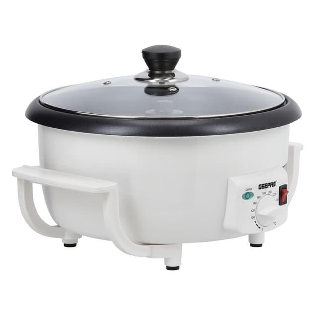 Geepas Coffee Roaster, Roasts 750gms Of Coffee at A Time, GCR63038 - Temperature Control - Toughened Glass Lid - 800w Power - Easy Handling Design, Control Switch for Easy Operating, Automatic Coffee Roaster