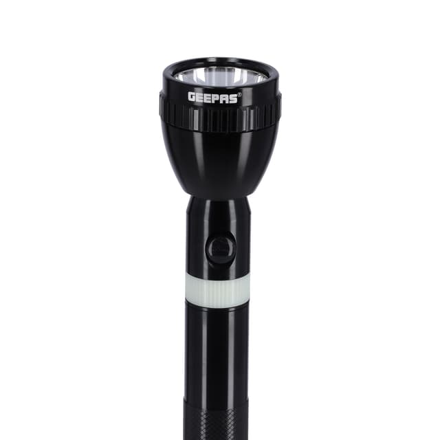 Geepas Rechargeable LED Flashlight 363mm - Portable Torch - Charge Multiple Times, 6 Hours Working with 1900 mAh Battery - Ideal for Walk, Camps, Trekking & More