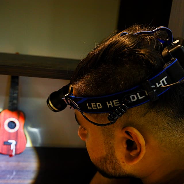 Geepas Rechargeable Led Head Lamp - 1500 Mah Battery with 4-6 hours Working - 3 Modes Bicycle Camping Head Torch Light led Head Lamp & Emergency Lights