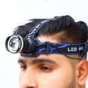 Geepas Rechargeable Led Head Lamp - 1500 Mah Battery with 4-6 hours Working - 3 Modes Bicycle Camping Head Torch Light led Head Lamp & Emergency Lights