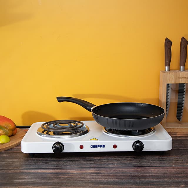 طباخ كهربائي Geepas Electric Double Hot Plate - 2000W Dual Hot Plate for Flexible Precise Table Top Cooking Spiral Heating Plates