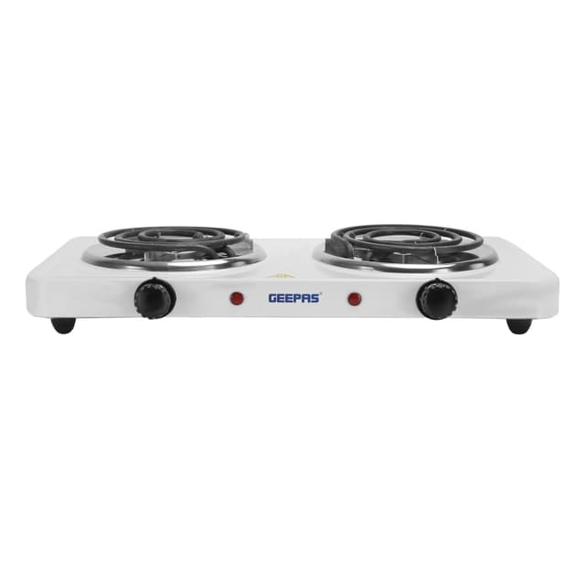 طباخ كهربائي Geepas Electric Double Hot Plate - 2000W Dual Hot Plate for Flexible Precise Table Top Cooking Spiral Heating Plates